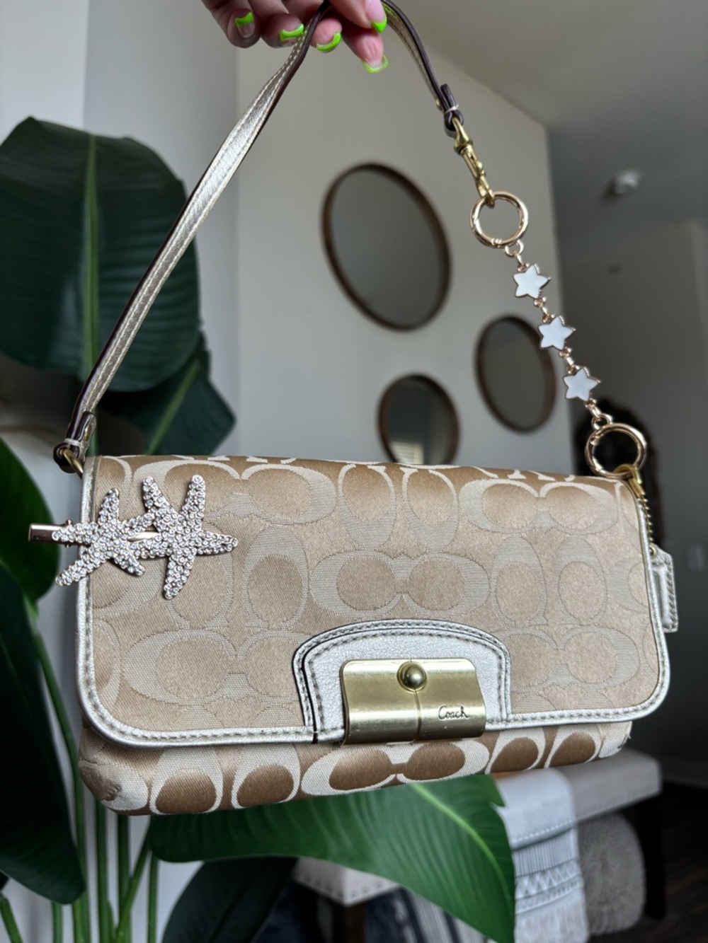 🪸🪼🐚⭐️🌟COACH Kristin Signature Large Wristlet Mini Bag🌟⭐️🐚🪼🪸